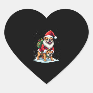 Gnome Riding English Bulldog Christmas Xmas Boys G Heart Sticker