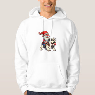 Gnome Riding English Bulldog Christmas Xmas Boys G Hoodie