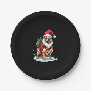 Gnome Riding English Bulldog Christmas Xmas Boys G Paper Plate