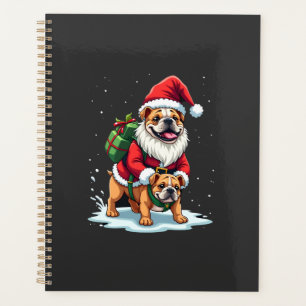 Gnome Riding English Bulldog Christmas Xmas Boys G Planner