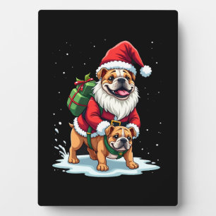 Gnome Riding English Bulldog Christmas Xmas Boys G Plaque