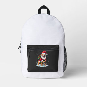 Gnome Riding English Bulldog Christmas Xmas Boys G Printed Backpack