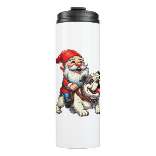 Gnome Riding English Bulldog Christmas Xmas Boys G Thermal Tumbler