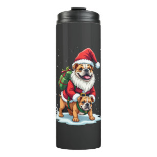 Gnome Riding English Bulldog Christmas Xmas Boys G Thermal Tumbler