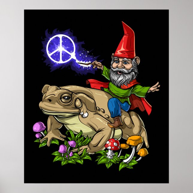 Gnome Riding Frog Poster (Front)