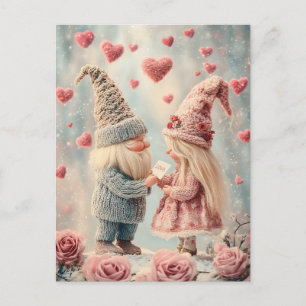 Gnome Romance: Valentine's Day Gnome Couple Holiday Postcard