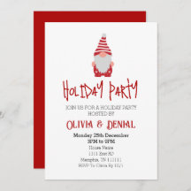 Gnome Santa Christmas Holiday Party Invitation 