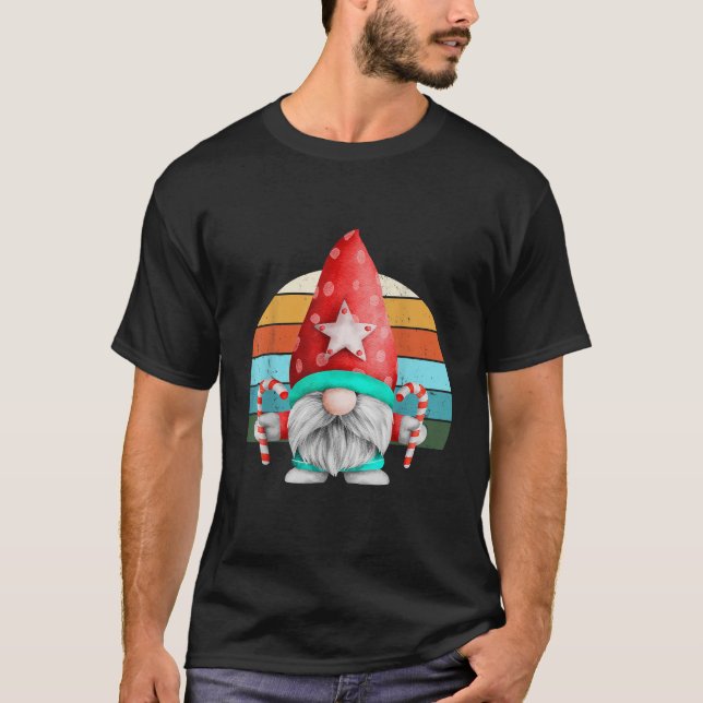 Gnome Santa Christmas Tree Lights Xmas Teens  T-Shirt (Front)