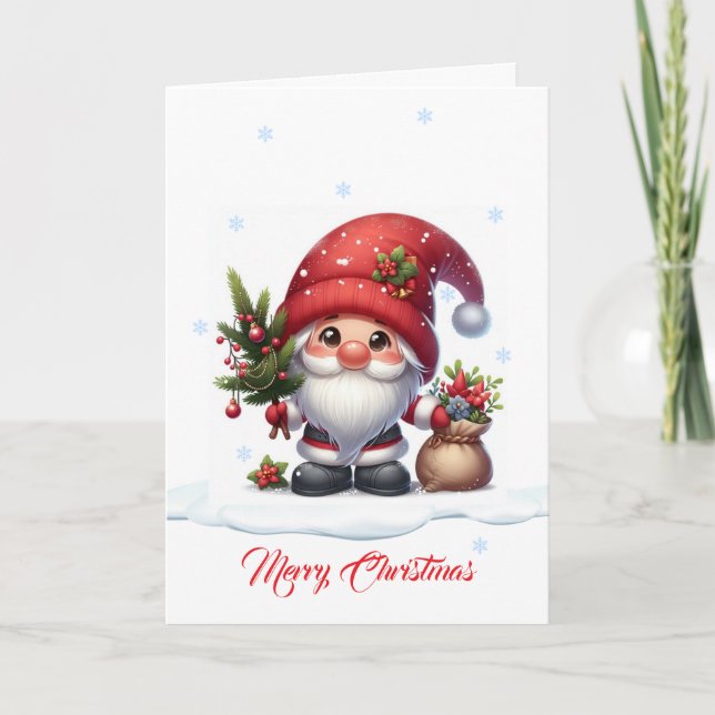 Gnome Santa Claus Cartoon Character Thank You Card (Front)