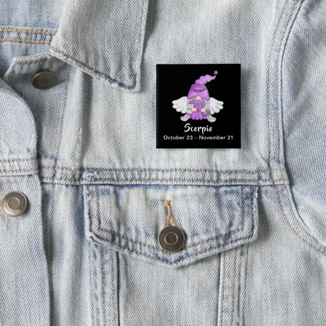 Gnome Scorpio Astrology Sign Angel Pin-Back Button (In Situ)
