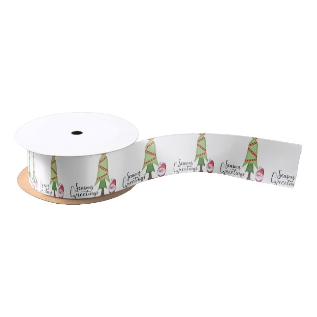 Gnome Seasons Greetings Satin Ribbon (Spool)