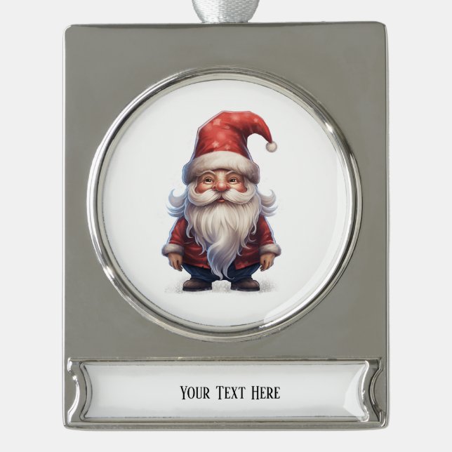 Gnome Series Silver Plated Banner Ornament (Front)