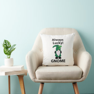 Gnome Shamrock Lucky St Patricks Day Gnome Cushion