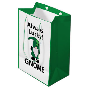 Gnome Shamrock Lucky St Patricks Day Gnome Medium Gift Bag