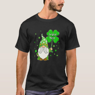 Gnome Shamrock Surgical Nurse St Patricks Day Iris T-Shirt