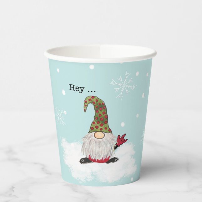 Gnome signs ILY party cup, ASL gnome Paper Cups (Left)