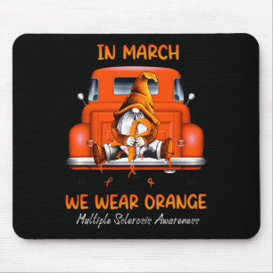 Gnome Sitting On Truck In March We Wear Orange Mouse Pad