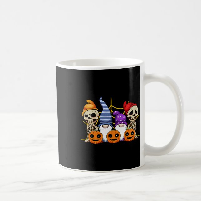 Gnome Skeleton Lazy Halloween Costume Cute Pumpkin Coffee Mug (Right)