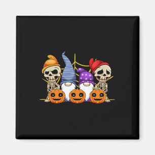 Gnome Skeleton Lazy Halloween Costume Cute Pumpkin Magnet