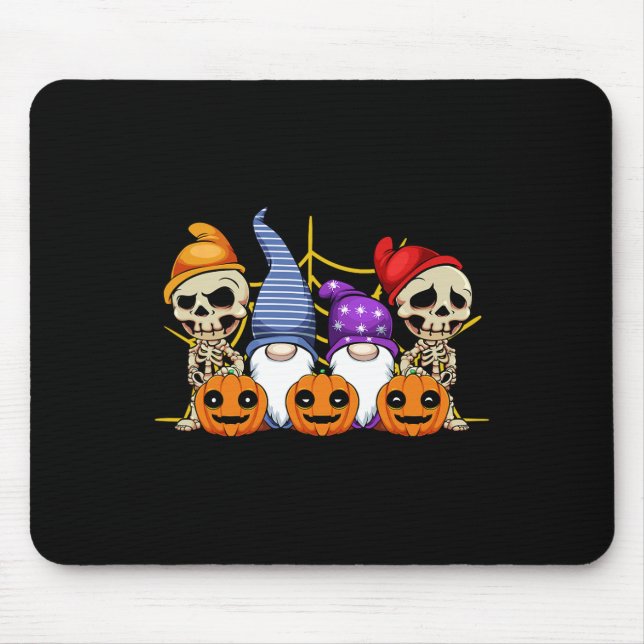 Gnome Skeleton Lazy Halloween Costume Cute Pumpkin Mouse Pad (Front)