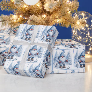 Gnome Skiing With a Bunny Wrapping Paper