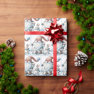 Gnome Skiing With a Bunny Wrapping Paper