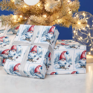 Gnome Skiing With a Bunny Wrapping Paper