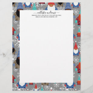 Gnome Snowflake Illustrations Christmas Pattern Custom Letterhead