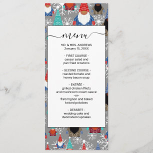 Gnome Snowflake Illustrations Christmas Pattern Menu