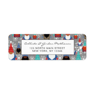 Gnome Snowflake Illustrations Christmas Pattern Return Address Label