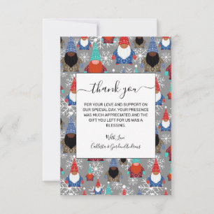 Gnome Snowflake Illustrations Christmas Pattern Thank You Card