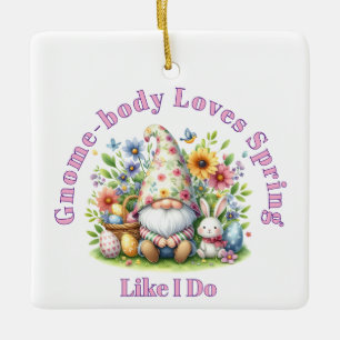Gnome Spring Ceramic Ornament