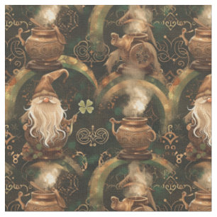 Gnome St. Patrick Pot And Rainbow Pattern Fabric