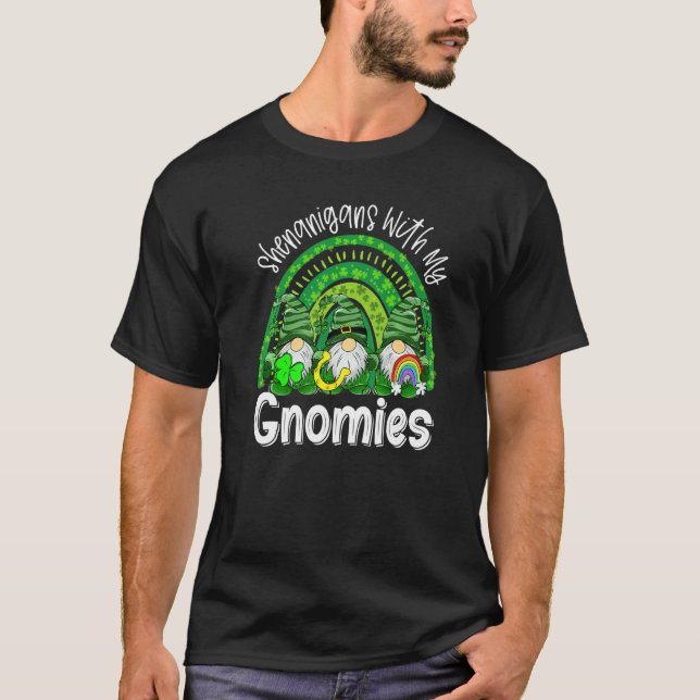 Gnome St Patrick S Day Shamrock Shenanigans With M T-Shirt (Front)