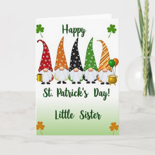 Gnome St Patricks Day Little Sister Card