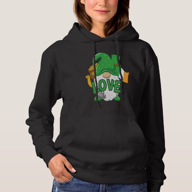 Gnome St Patricks Day Love Irish Flag Saint Patric Hoodie (Front)