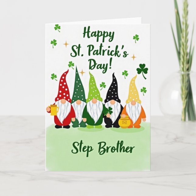 Gnome St Patricks Day Step Brother Card (Front)