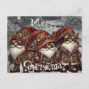 Gnome Steampunk Winter Christmas Holiday Postcard