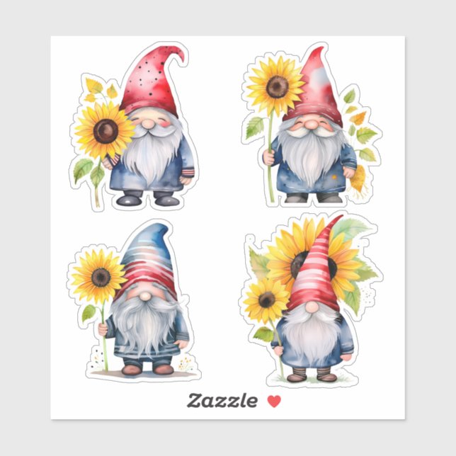 Gnome & Sunflower Sticker Collection (Sheet)