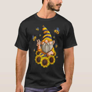 Gnome Sunflower With Bees Gardening Gnome Hippie T-Shirt