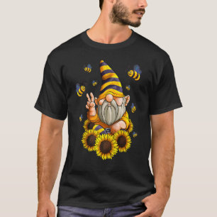 Gnome Sunflower With Bees Gardening Gnome Hippie T-Shirt