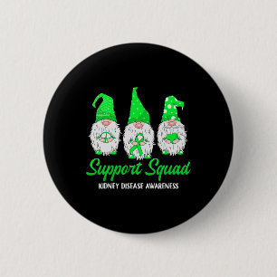 Gnome Support Squad Green Ribbon Kidney Disease Aw 6 Cm Round Badge