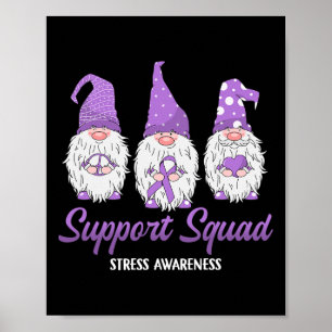 Gnome Support Squad Lavender Ribbon Stress Awarene Poster