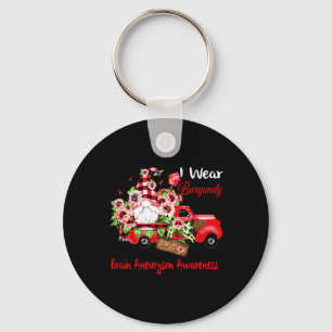Gnome Survivor Brain Aneurysm Awareness Key Ring