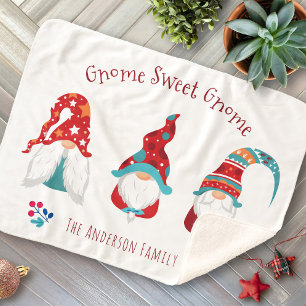 Gnome Sweet Gnome Cute Simple Holiday Elf Modern Sherpa Blanket
