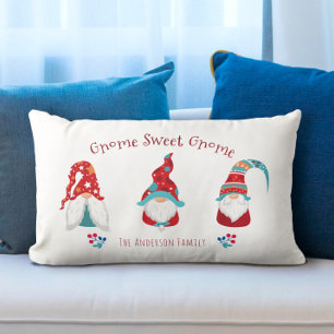 Gnome Sweet Gnome Cute Simple Modern Holiday Elf Lumbar Cushion