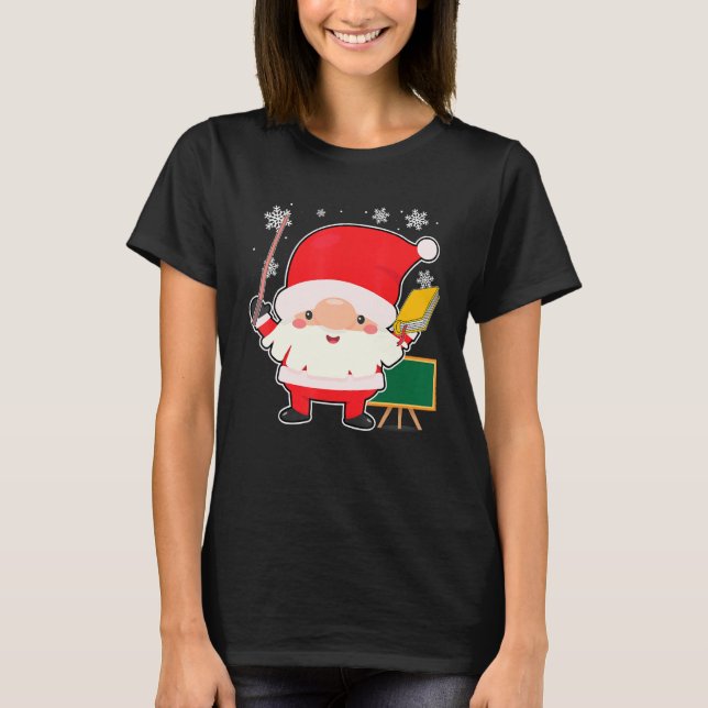 Gnome Teacher Christmas Cute X Mas Pajama Teaching T-Shirt (Front)