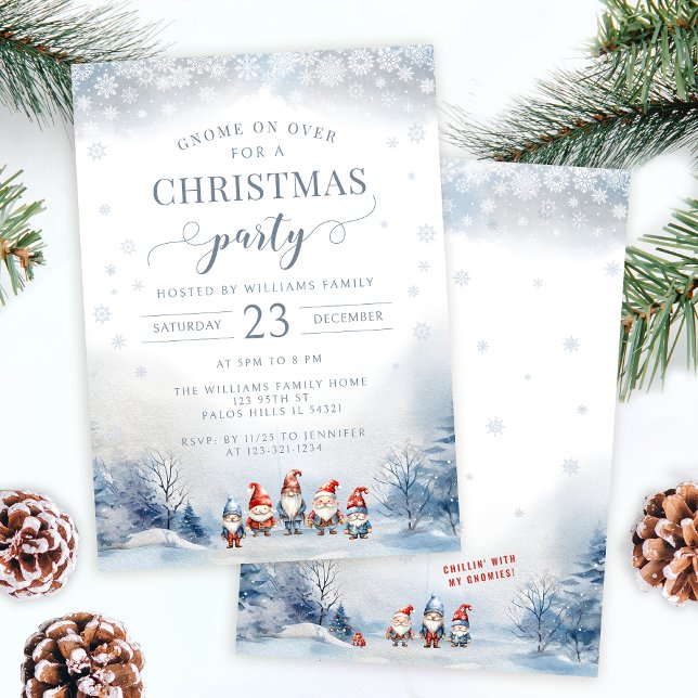 Gnome themed winter Christmas party invitation (Creator Uploaded)