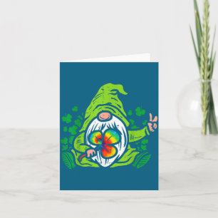 Gnome Tie Dye Shamrock Clover St Patricks Day Hipe Card