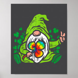 Gnome Tie Dye Shamrock Clover St Patricks Day Hipe Poster